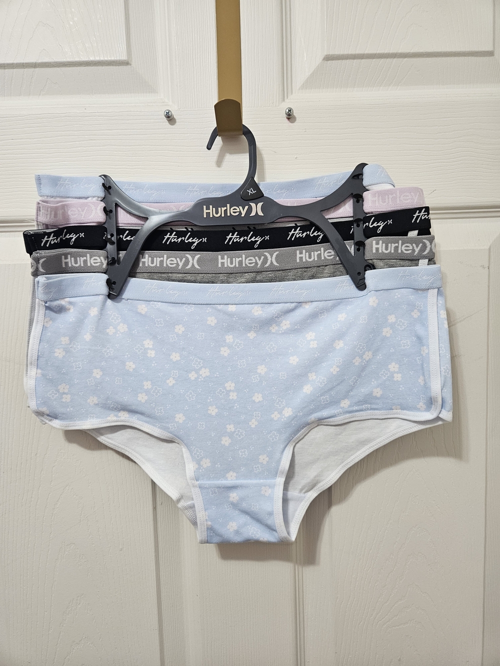 Hurley Women's Light Blue Floral Cotton Briefs - 5 Pack